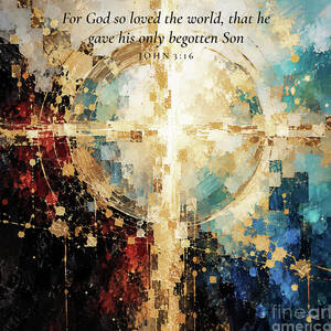 John 3 16 Bible Verse Wall Art, For God So Loved The World by Mark Lawrence
