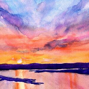 Lake Travis Sunset by Carlin Blahnik CarlinArtWatercolor