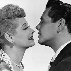 Lucille Ball Desi Arnaz Romance Couple Gaze Classic Intimate Smiling Vintage Formal Portrait 1954 by Silver Screen
