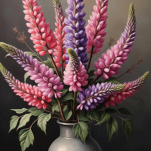Lupine Wall Art Floral Still Life by Nature Oil Painting Lupine Wall Art Floral Still Life by Nature Oil Painting