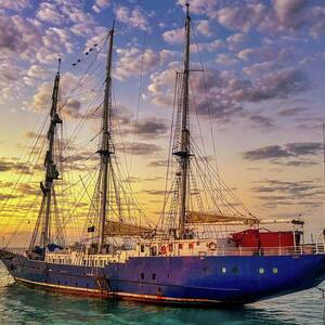 Majestic Tall Ship at Sunset by Bruce Block