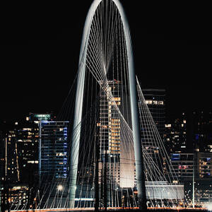 Margaret Hunt Hill Bridge Dallas Night Scene by Dan Sproul