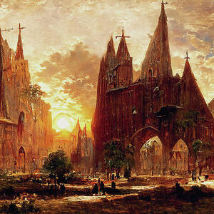 Medieval Fantasy Town, 01 by AM FineArtPrints