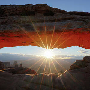 Mesa Arch Sunrise Glow Canyonlands National Park Panorama by Robert Niemeier
