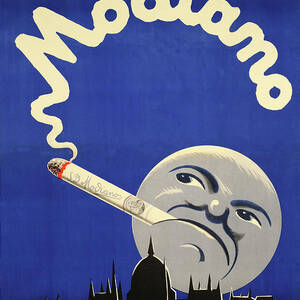 Modiano, Smoking Moon above the Parliament - vintage art deco cigarette advertisement poster by Konya Zoltan Modiano, Smoking Moon above the Parliament - vintage art deco cigarette advertisement poster by Konya Zoltan