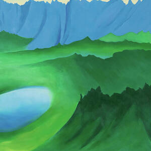 Mountains and Lake - abstract landscape in blue and green by Georgia O'Keeffe by Georgia O'Keeffe