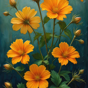 Nasturtium Flowers Oil Painting by Nature Oil Painting Nasturtium Flowers Oil Painting by Nature Oil Painting