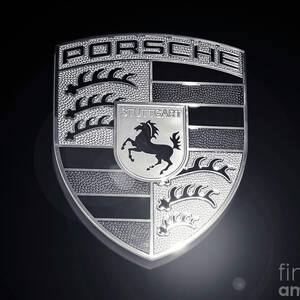 Porsche Car Emblem isolated BW by Stefano Senise Porsche Car Emblem isolated BW by Stefano Senise