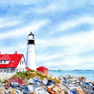 Portland Head Lighthouse Maine by Carlin Blahnik CarlinArtWatercolor