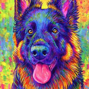 Psychedelic Rainbow German Shepherd Dog by Rebecca Wang Psychedelic Rainbow German Shepherd Dog by Rebecca Wang
