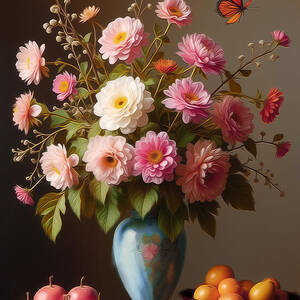 Ranunculus Wall Art Floral Still Life by Nature Oil Painting Ranunculus Wall Art Floral Still Life by Nature Oil Painting
