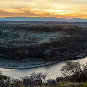 Riverbend Sunset Panorama - Dusk on the Sacramento River near Red Bluff by Mike Lee