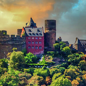 Schonburg Castle Sunset, Dry Brush on Sandstone by Ron Long Ltd Photography Schonburg Castle Sunset, Dry Brush on Sandstone by Ron Long Ltd Photography
