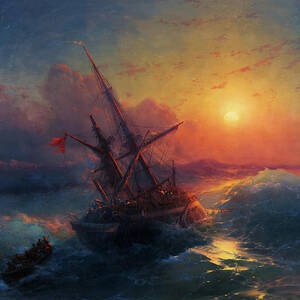 The Shipwreck, 1883 Painting by Ivan Aivazovsky - Metal Posters