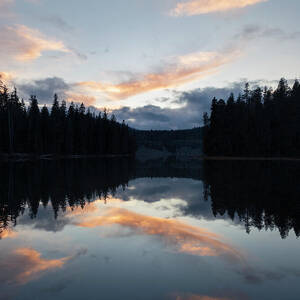 Silver Lake Sunset Symmetry - Lassen County California by Mike Lee
