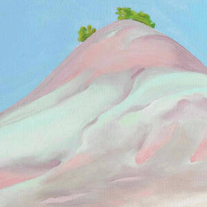Small lavender and grey-green hill - Pastel desert landscape by Georgia O'Keeffe