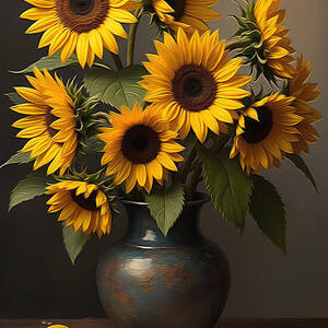 Sunflower Wall Art Floral Still Life by Nature Oil Painting Sunflower Wall Art Floral Still Life by Nature Oil Painting