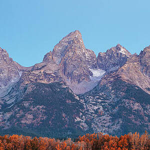 Teton Range Autumn Blue Hour Panorama by Dan Sproul