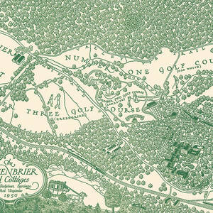 The Greenbrier and Cottages, White Sulphur Springs, West Virginia - Vintage pictorial map by Moira Risen Prints