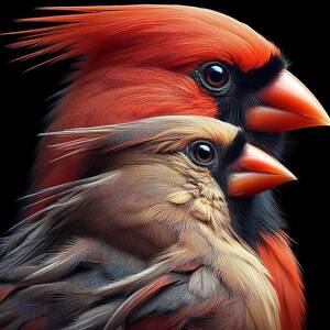 Vibrant Pair of Cardinals by David Manlove
