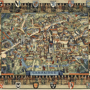 Vintage pictorial map of Cambridge, England by Kerry Lee
