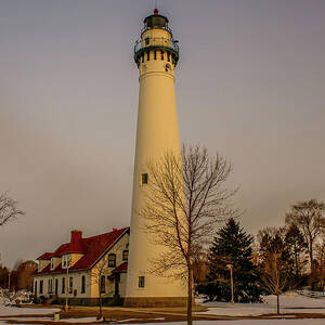 Wind Point Light from the Beach by Deb Beausoleil