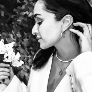 Woman with an earring in black and white by Gradify Creations Woman with an earring in black and white by Gradify Creations