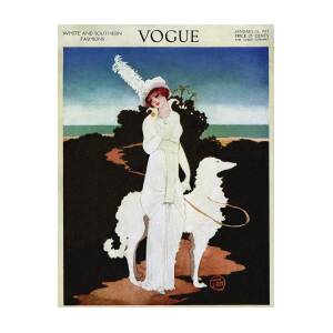 A Vogue Cover Of A Woman With A Wolfhound by Mrs. Newell Tilton